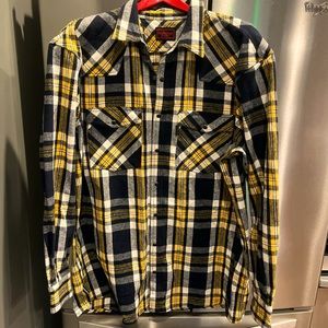 FiveBrother NEW XLT Heavy Flannel plaid Shirt Pearl Snap black yellow TALL MENS